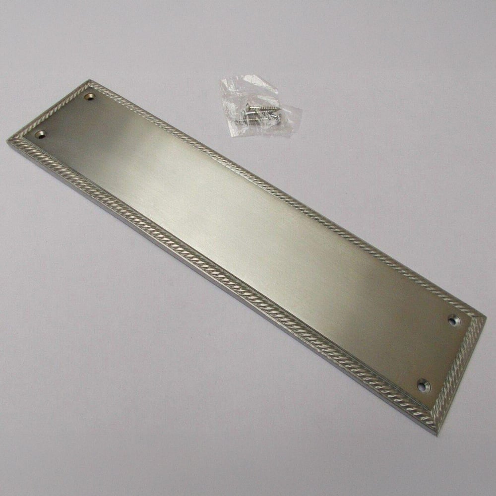 Golden Grace Brushed Chrome Georgian Design Door Finger Plate 12 x 3 inch Image 2