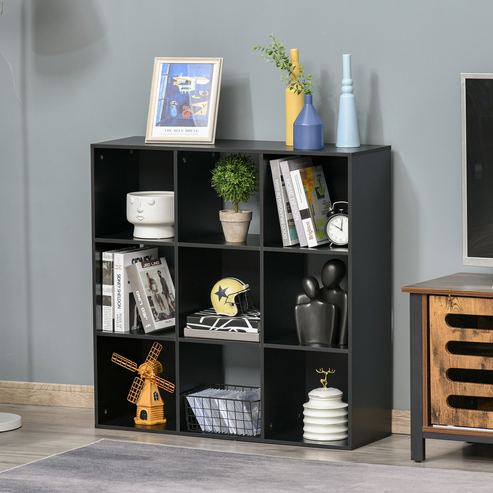 HOMCOM 9 Shelf Black Bookshelf Image 3
