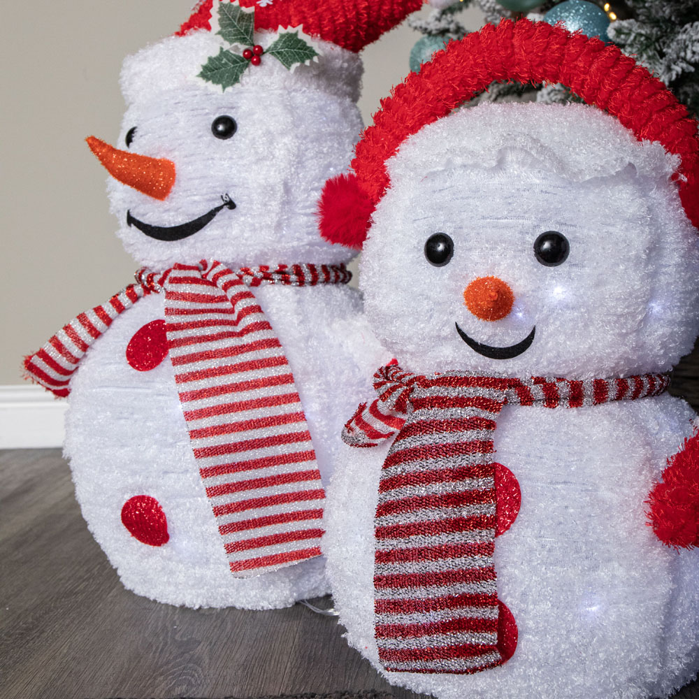 Samuel Alexander 130 White LED Light Up Foldable Cloth Snowman Christmas Decoration 3 Pack Image 8