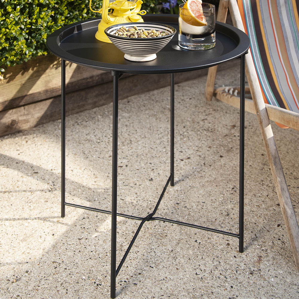 Noa and Nani Solid Black Foldable Garden Tray Table Image 1