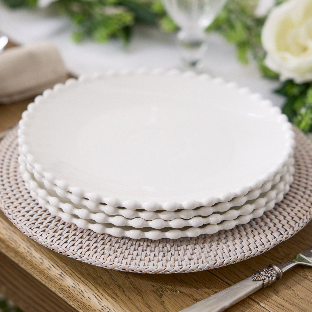 Dibor Beaded White 4 Piece Dinner Plate Set Image 2