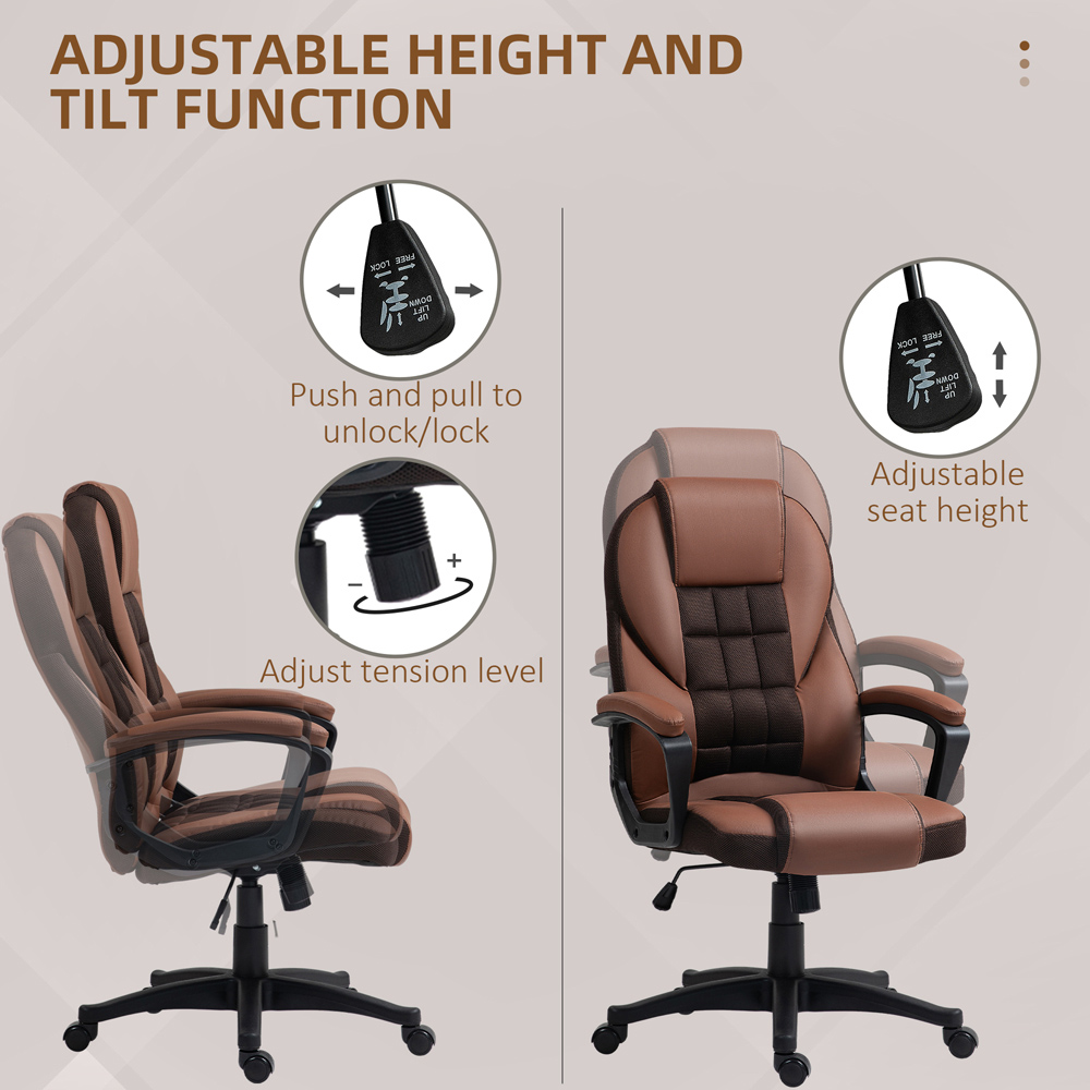 Portland Brown Executive Office Chair with High Back and Armrests Image 6