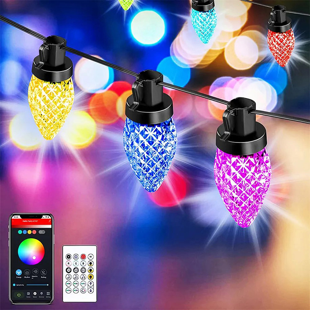ExtraStar 15 RGB LED Smart Garden Solar String Festoon Light Image 1