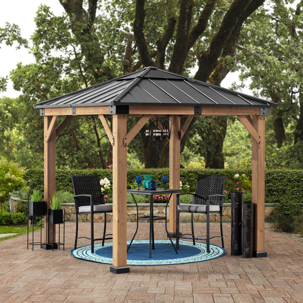 Sunjoy Rapi 2.73 x 2.73m Anthracite Cedar Wood Gazebo Image 3