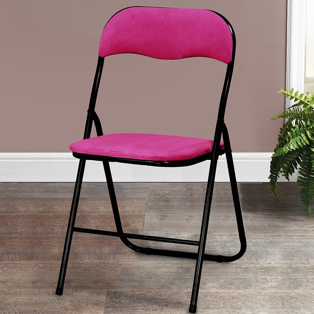 Velvet Folding Chair - Hot Pink Image