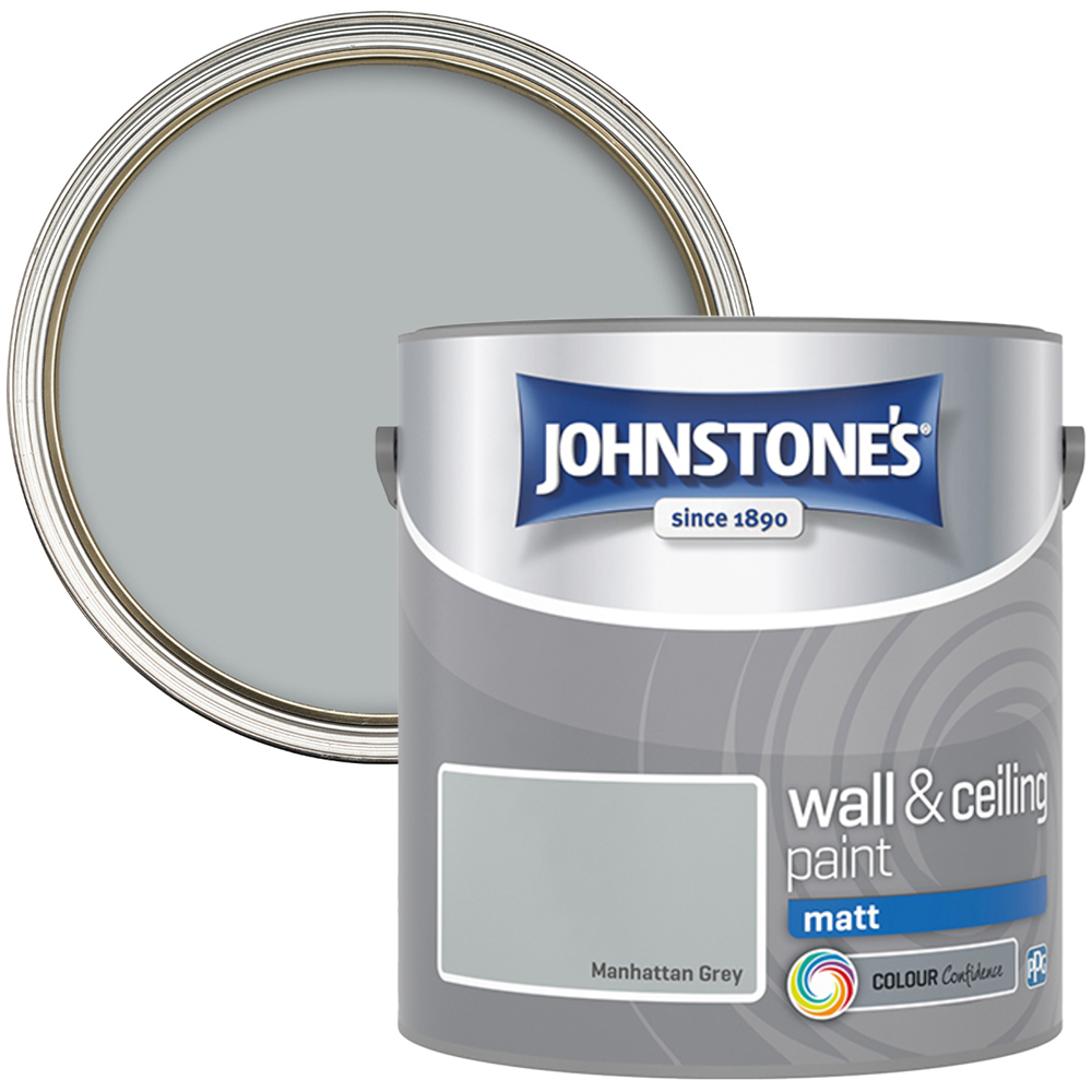 Johnstone's Walls & Ceilings Manhattan Grey Matt Emulsion Paint 2.5L Image 1