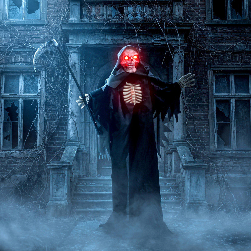 HOMCOM Light Up Life-Size Animated Grim Reaper Halloween Decoration 5.5ft Image 2
