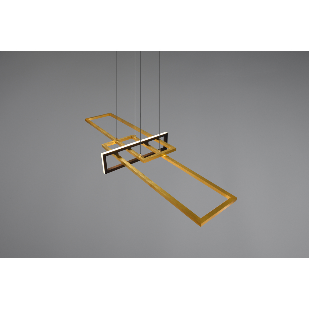 TRIO Salinas Matt Brass Rectangular LED Pendant Light Image 3