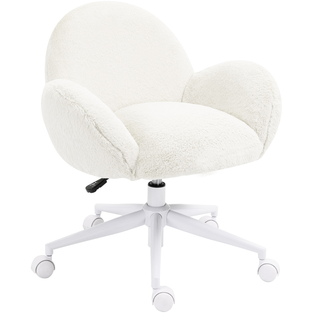Portland Cream White Fluffy Office Chair with Backrest Image 2