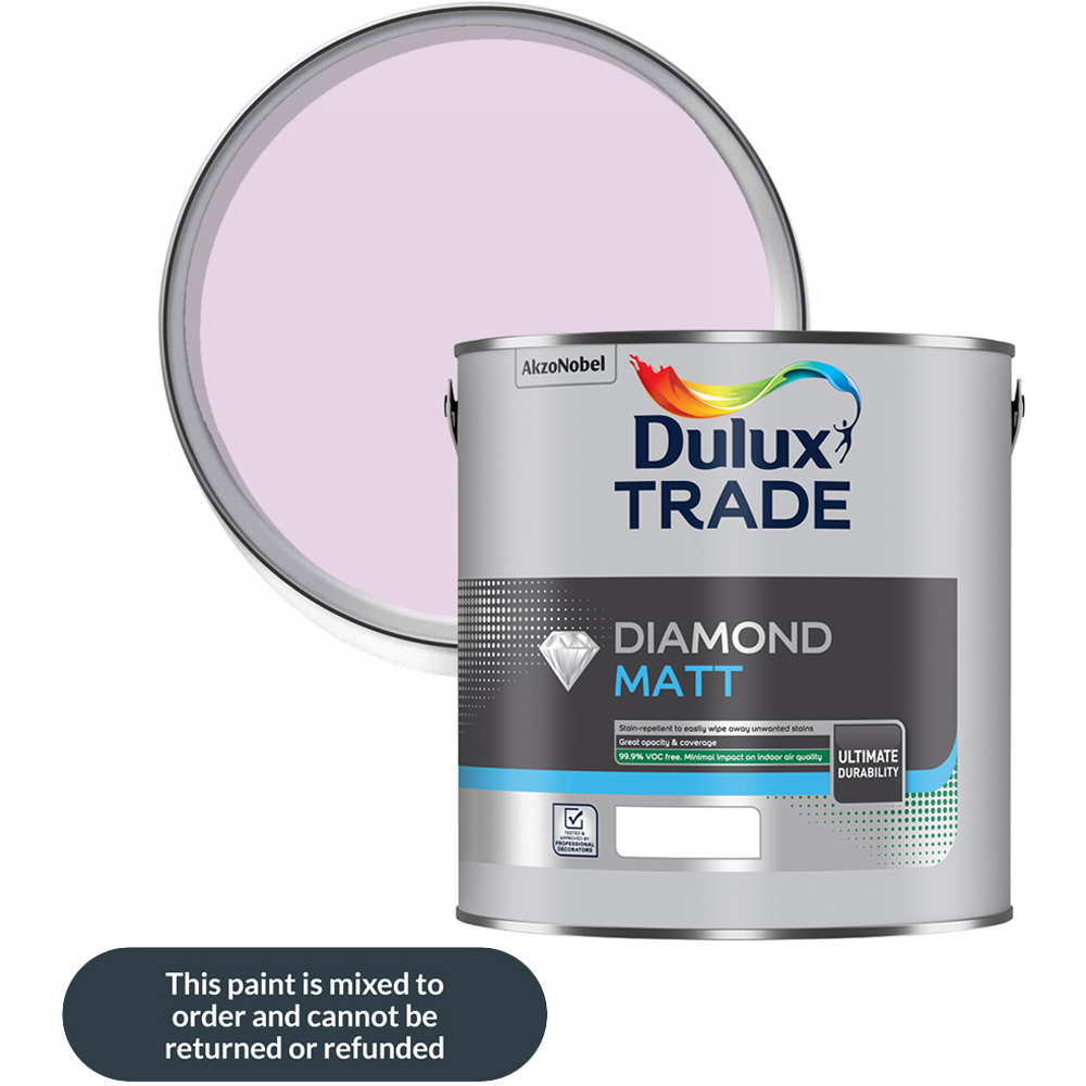 Dulux Trade Pretty Pink Walls and Ceilings Diamond Matt Paint 2.5L Image 1