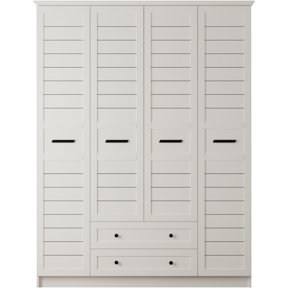 Evu VENICE XL 4 Door 2 Drawer Soft White Wardrobe Image 3
