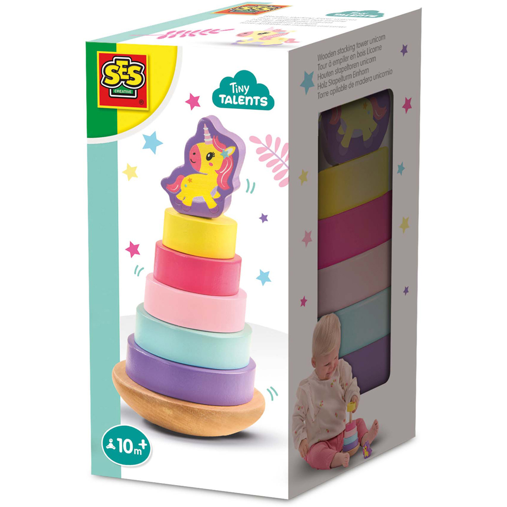 SES Creative Tiny Talents Unicorn Wooden Stacking Tower Image 2