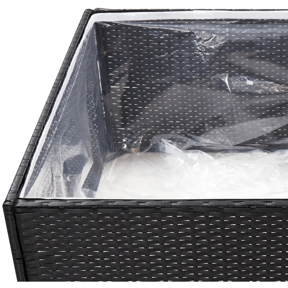 vidaXL Black PE Rattan Steel Frame Raised Garden Planter with Inner Bag 40 x 80 x 80cm Image 4