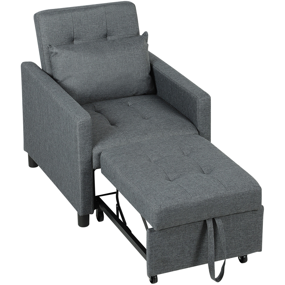 HOMCOM Dark Grey Upholstered Fabric Convertible Single Chair Bed Image 2