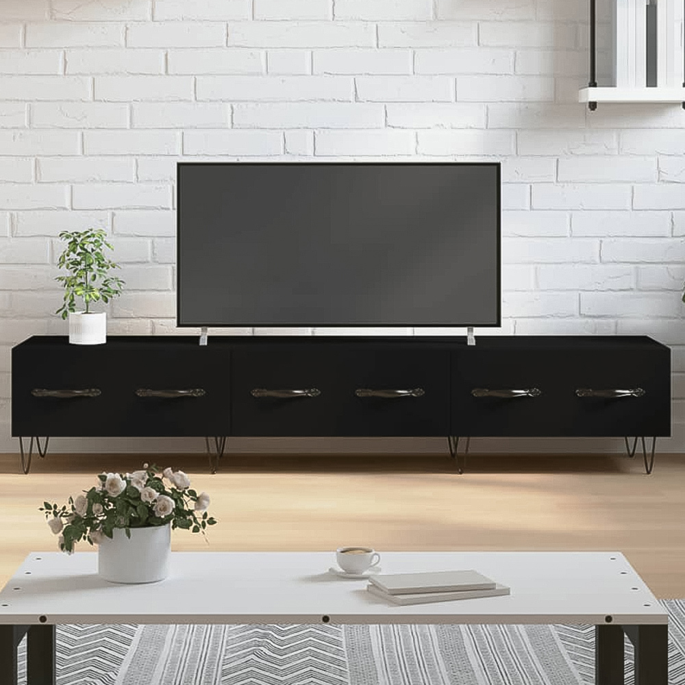 vidaXL 3 Drawer Black TV Cabinet Image 1