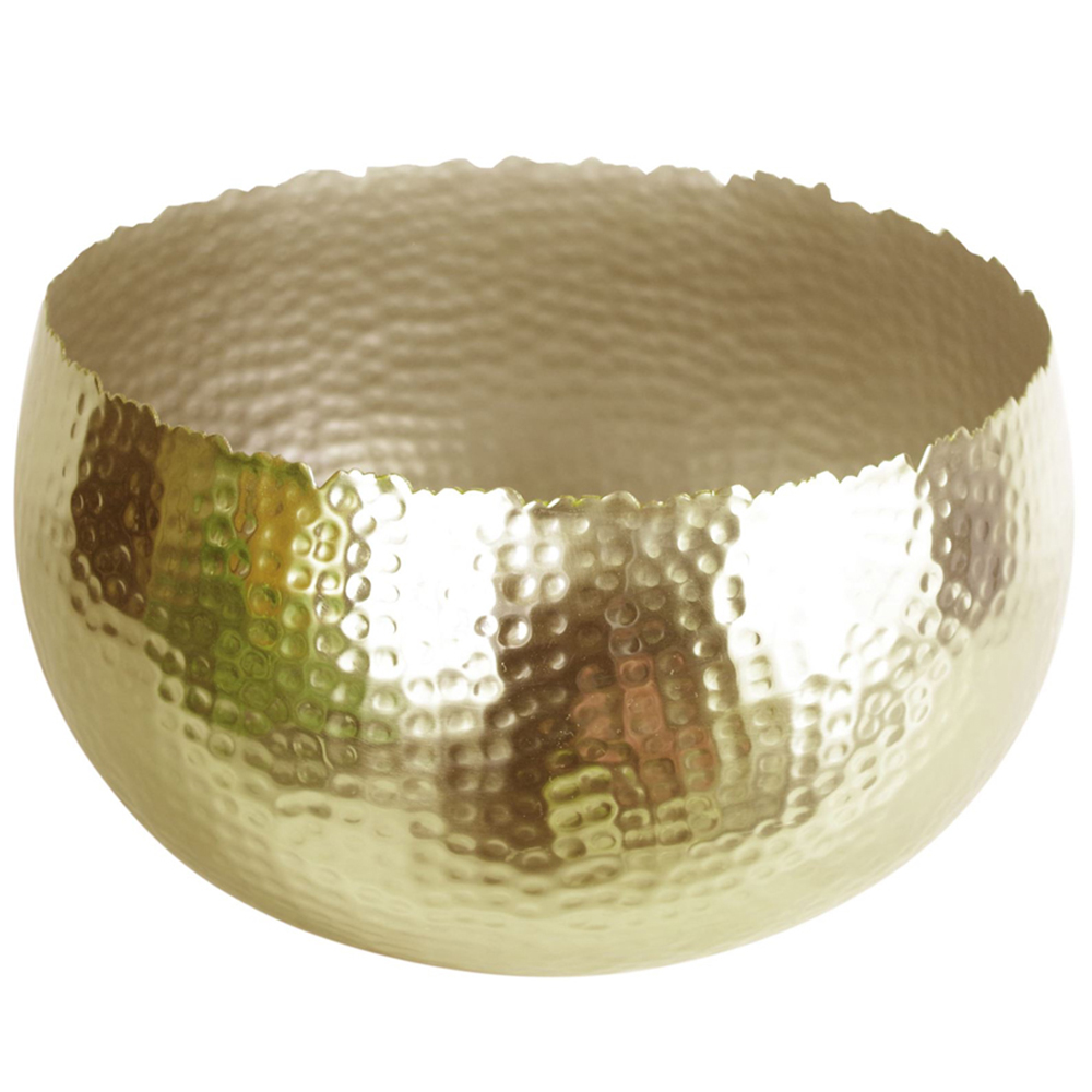 Leaf Hammered Gold Metal Bowl Planter 32 x 20cm Image 1
