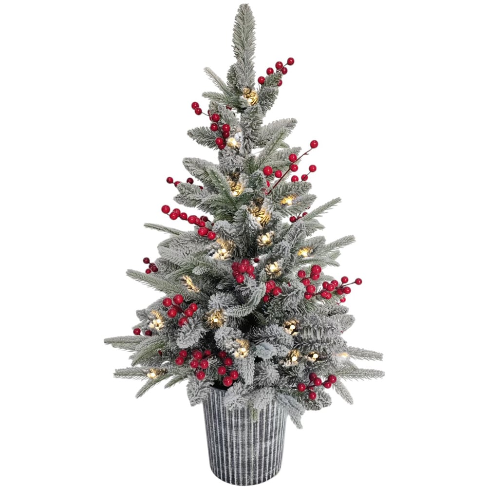 Frosted Snowberry Potted Tree - White Image