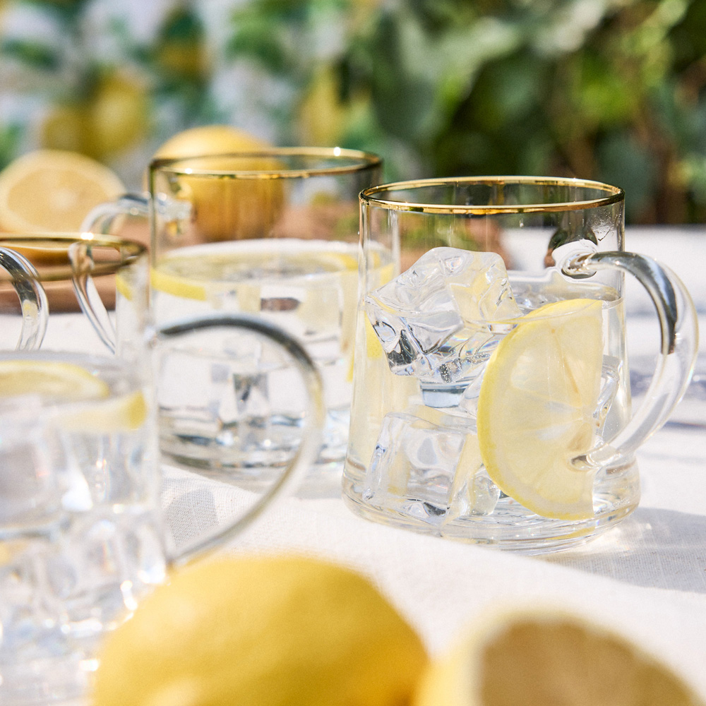 Dibor Gold Rimmed Glass Mug Set 4 Pack Image 4