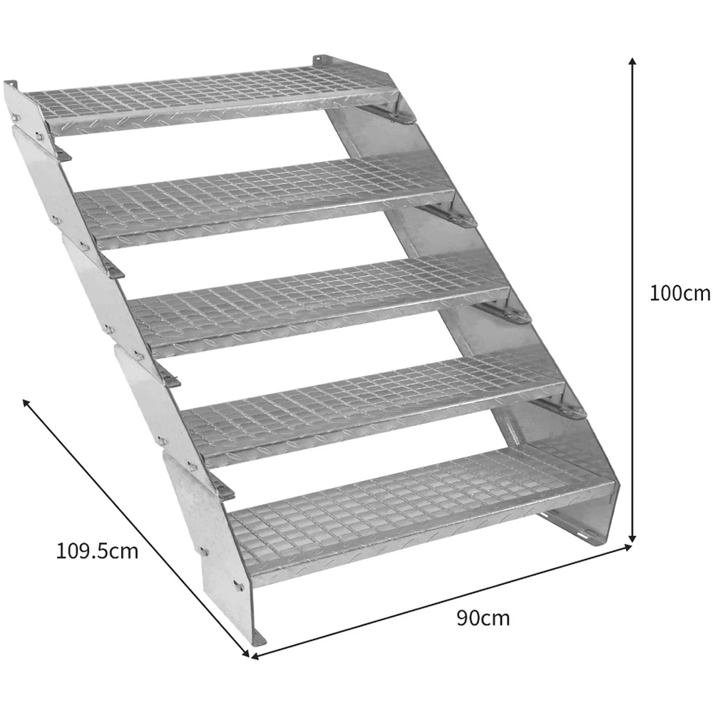 MonsterShop 5 Section Adjustable Galvanised Staircase 900mm Image 5