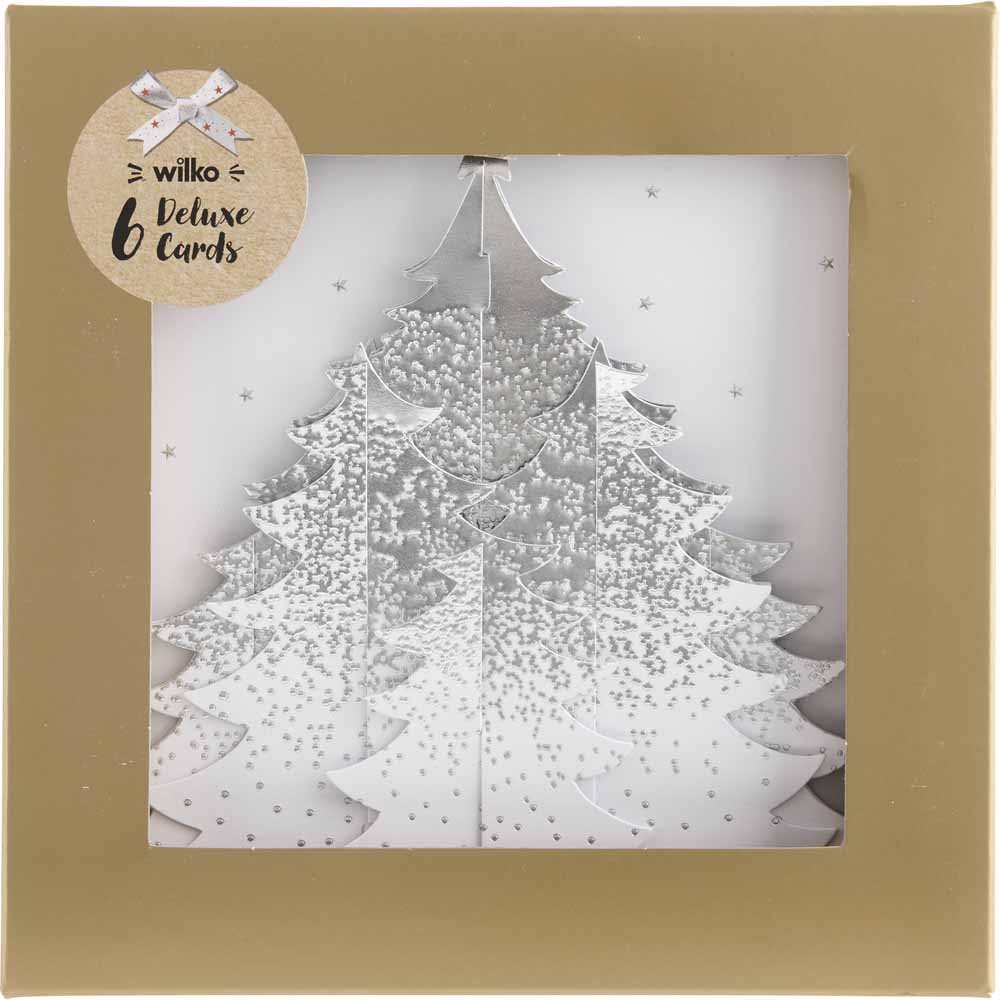 Wilko Deluxe Magical Tree 6 pack Christmas Cards Image 1