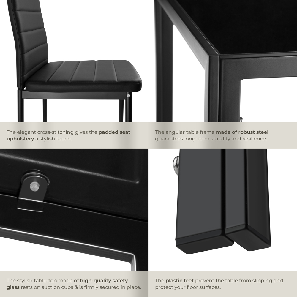 Tectake 6 Seater Black Dining Set Image 3