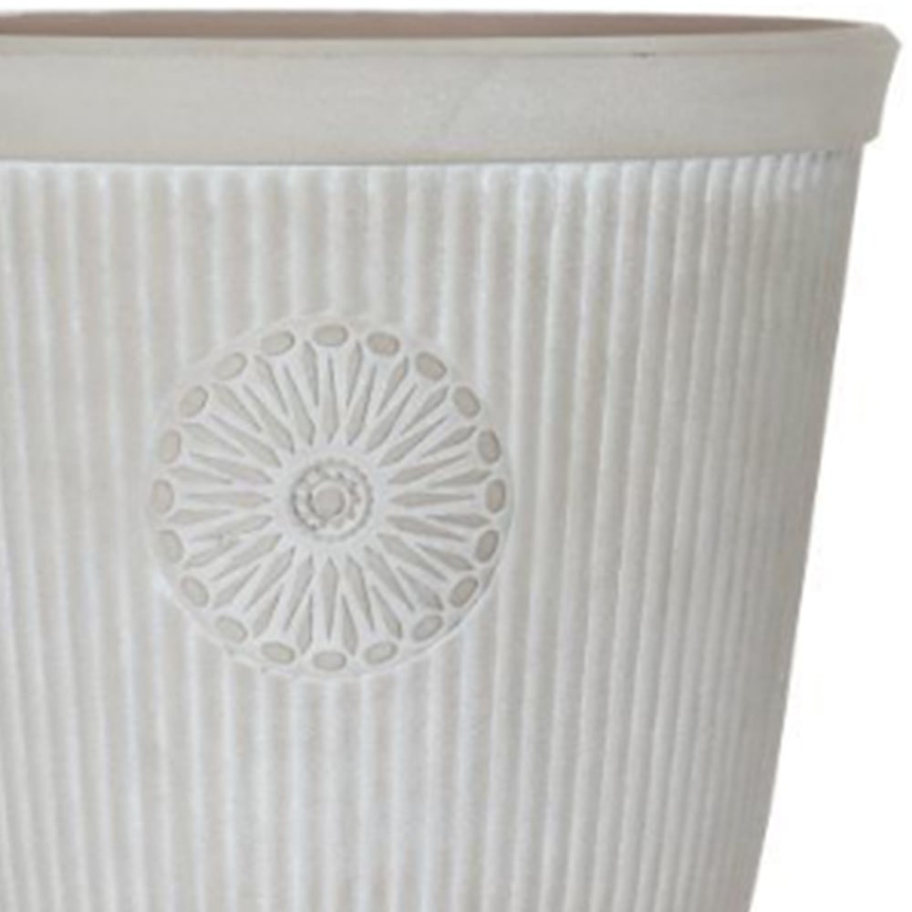 YouGarden Somerville Pebble White Plastic Planter 40cm Image 2