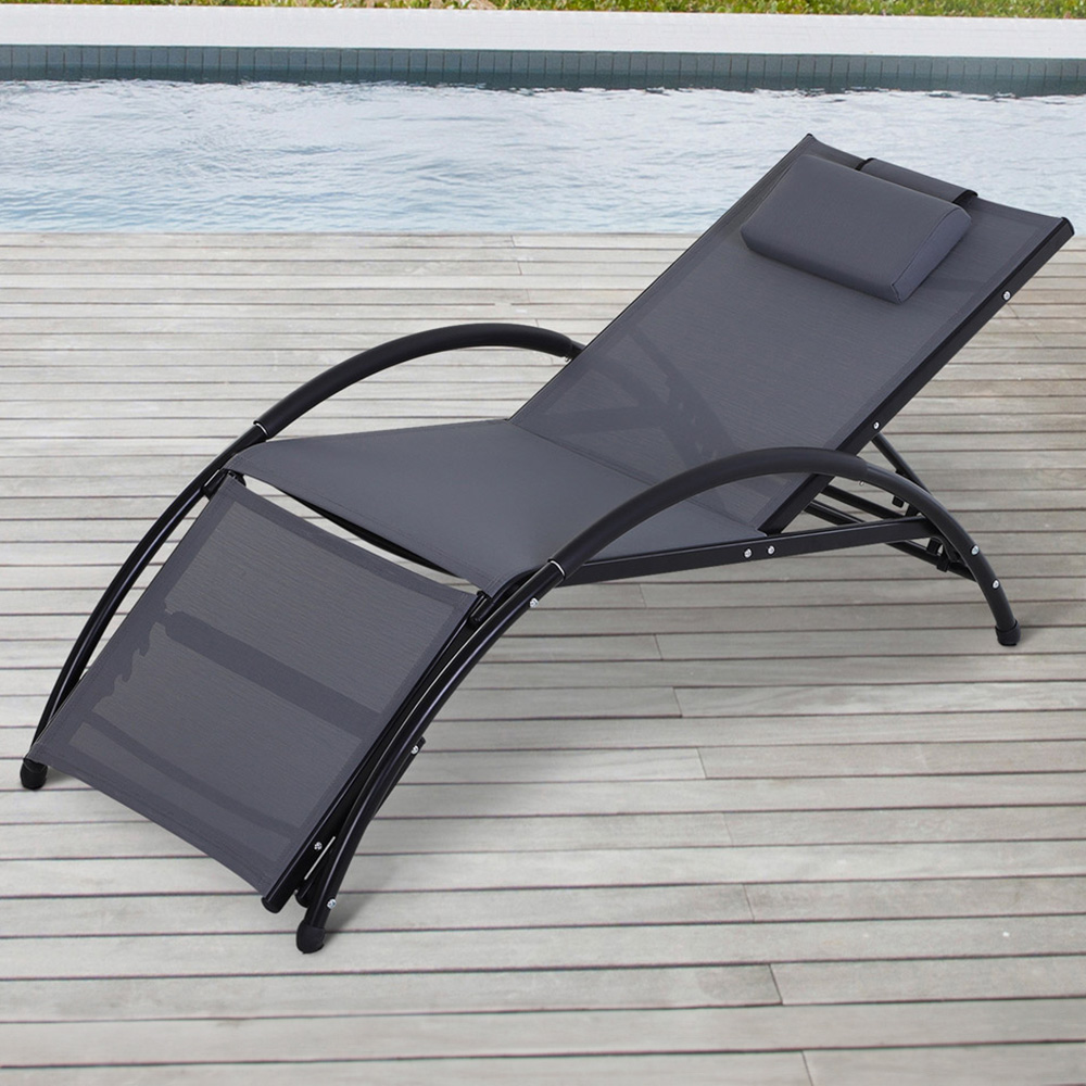 Outsunny Grey Recliner Sun Lounger Image 1