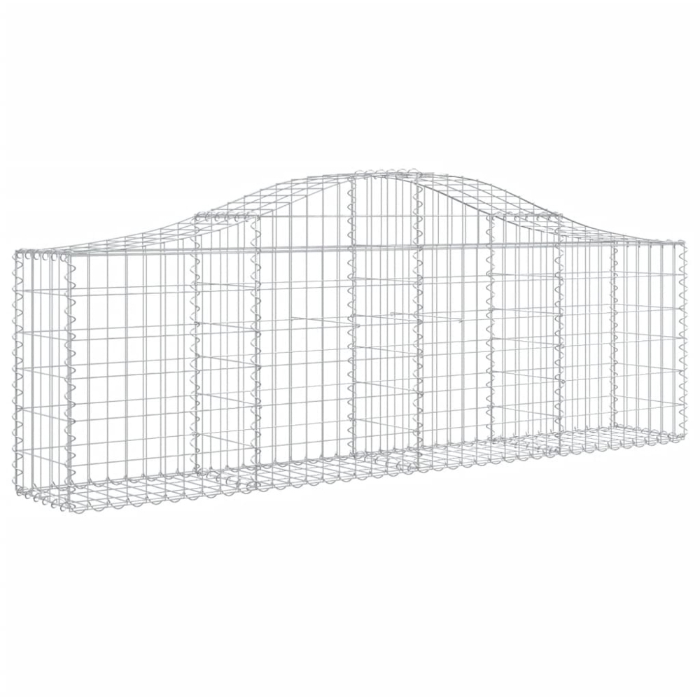 vidaXL Silver Galvanised Iron Arched Gabion Basket 200 x 30 x 60/80cm 18 Pack Image 1