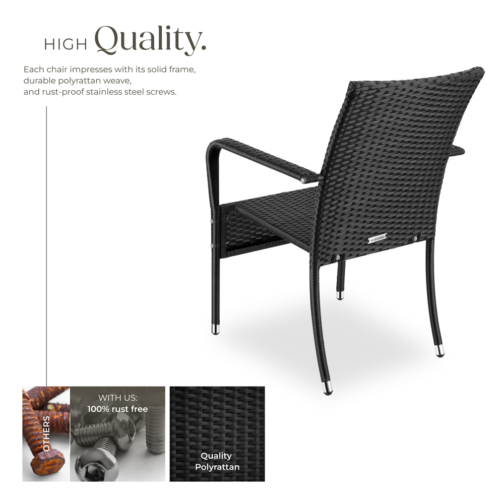 tectake Girona Set of 4 Garden Polyrattan Stackable Chair Image 3