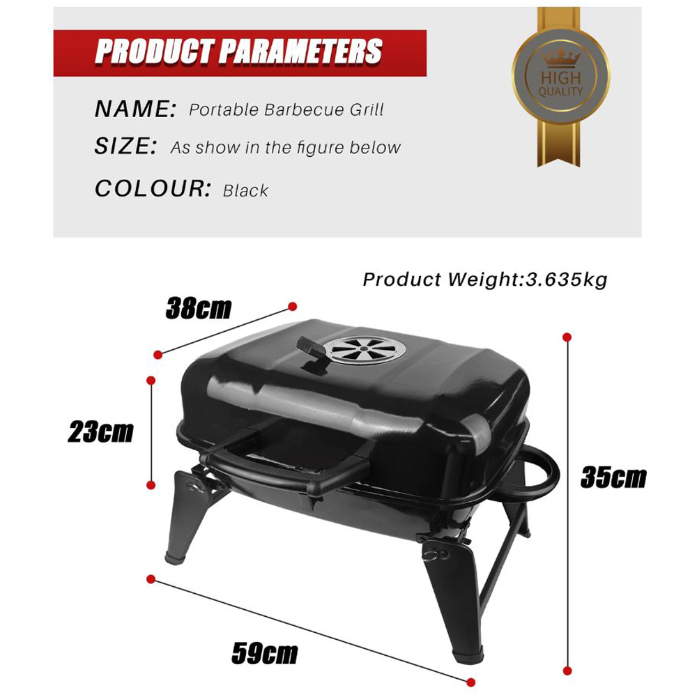 Alivio Black Portable Barbecue Charcoal Grill Image 9
