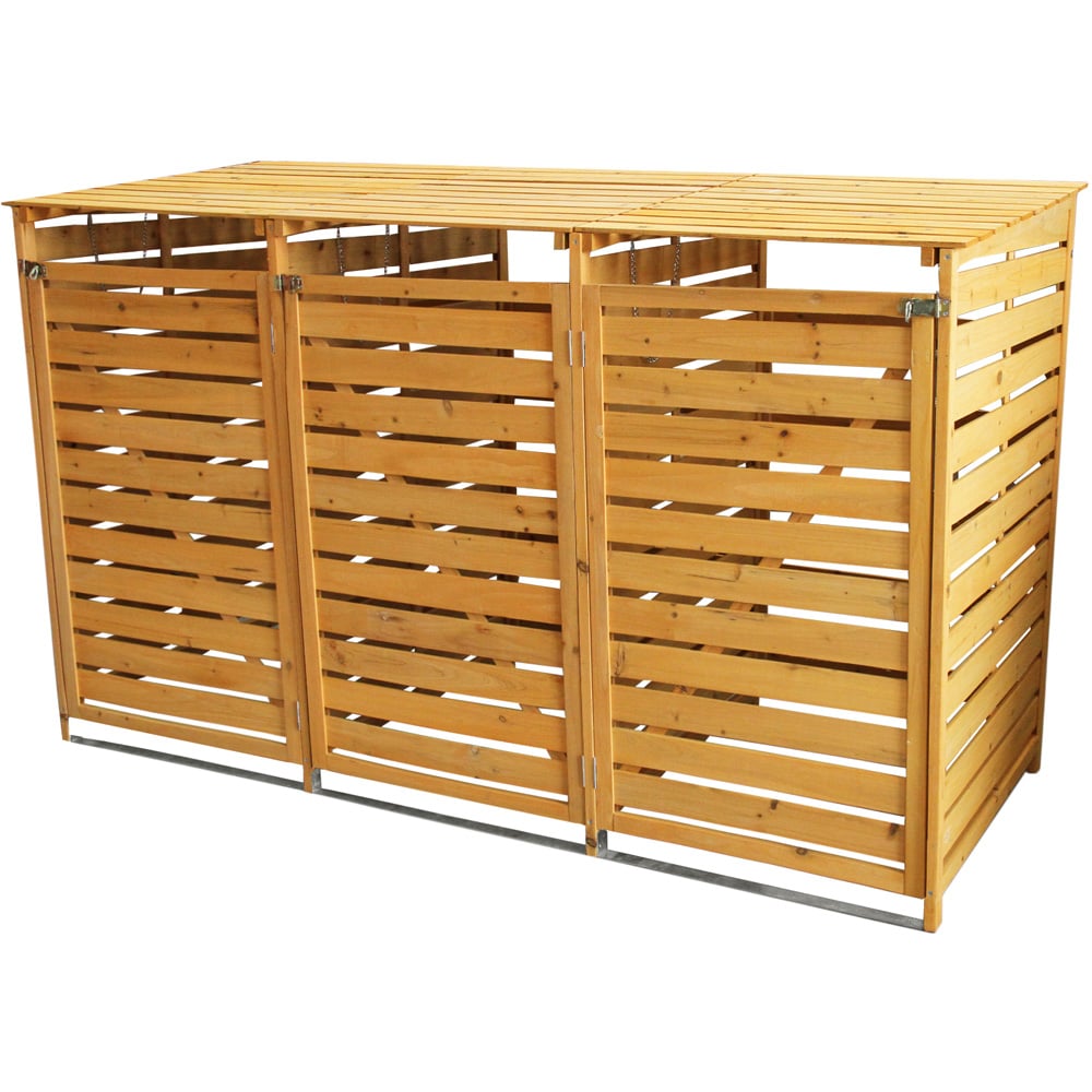Monster Shop Brown Triple Wheelie Bin Storage Image 2