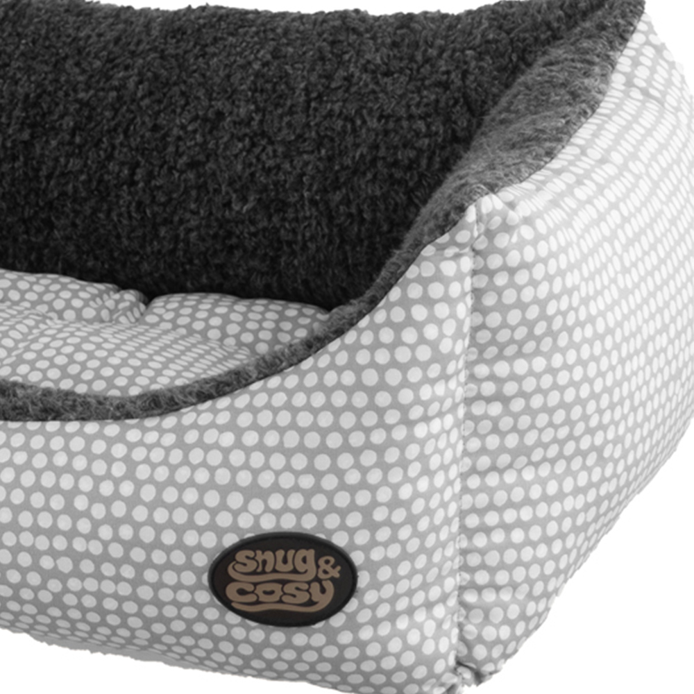Snug & Cosy XL Rectangle Grey Polka Dot Dog Bed Image 3