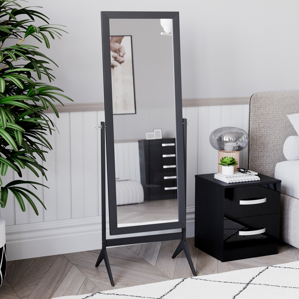 Vida Designs Nishano Black Rectangle Cheval Mirror Image 4