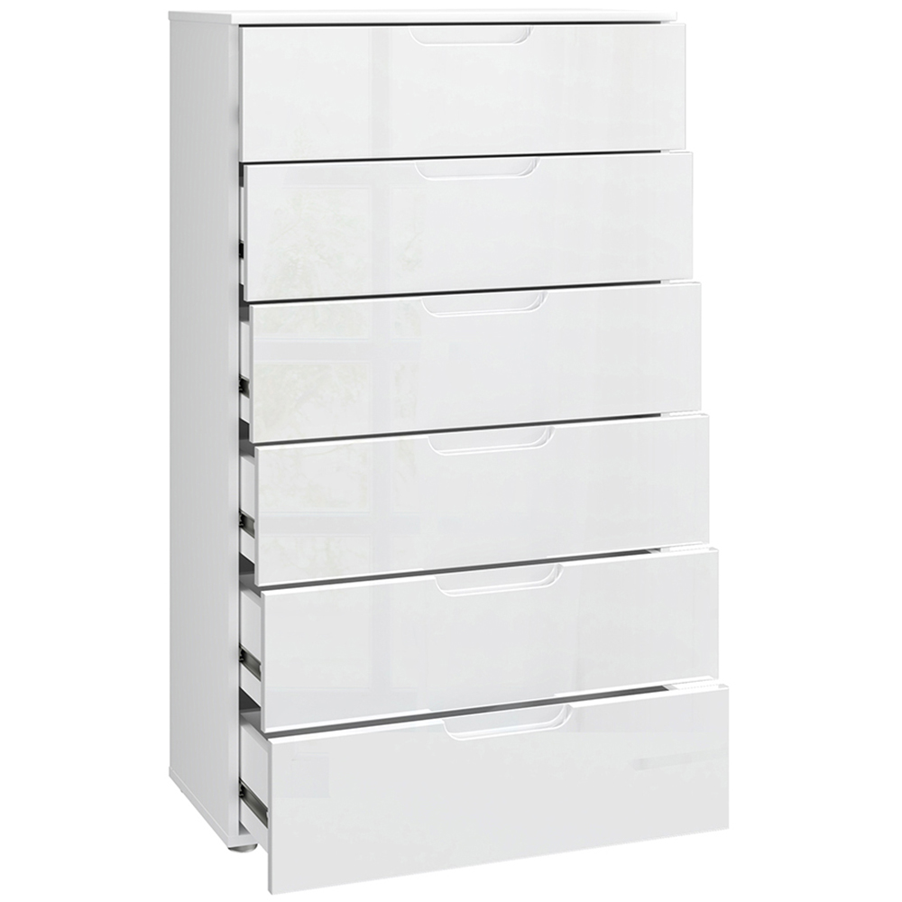 Florence Sienna 6 Drawer White High Gloss Chest of Drawers Image 4
