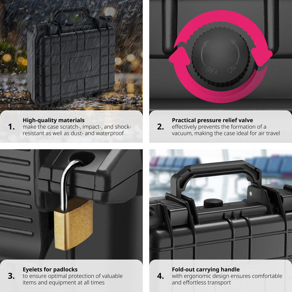Tectake Small Black Hard Shell Waterproof Camera Case Image 4