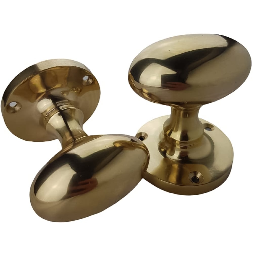 Golden Grace Polished Brass Finish Oval Mortice Sprung Door Knob Set Image