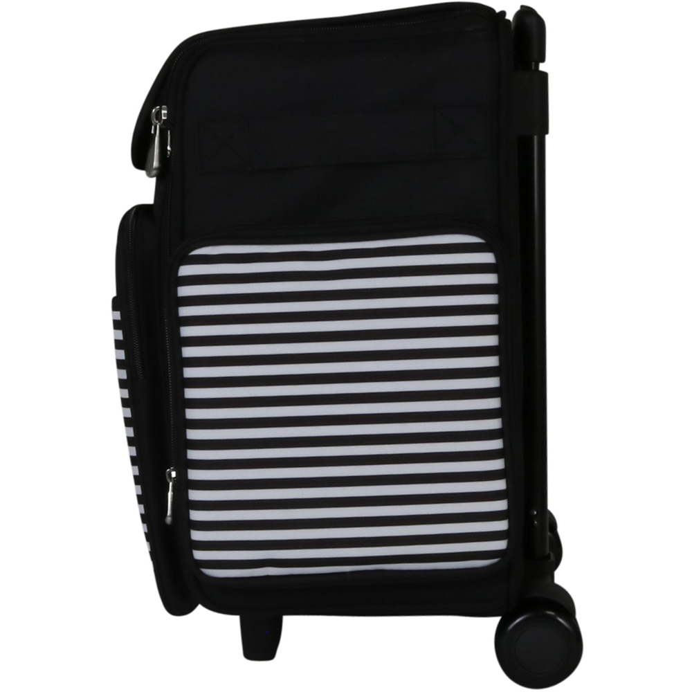Everything Mary EVM12737-5 Black White Stripe Collapsible Rolling Trolley Bag 36.2 x 22.2 x 39.4cm Image 3