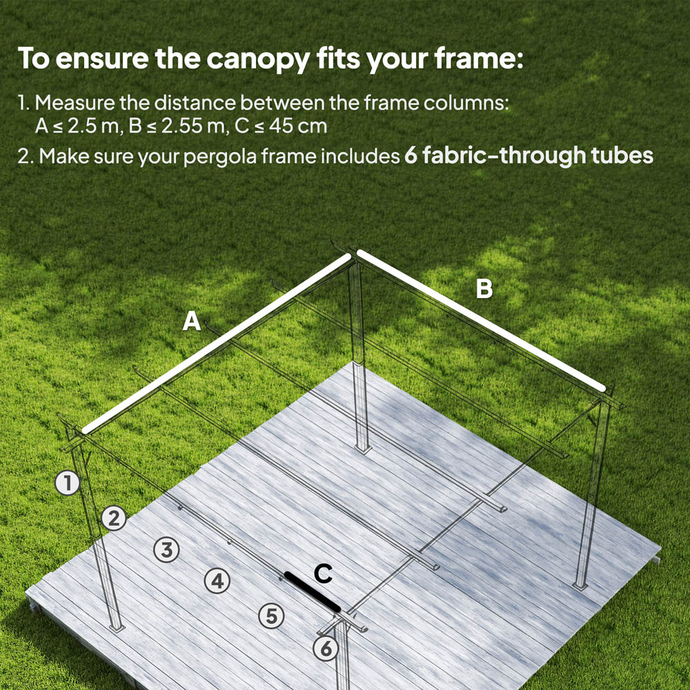 Outsunny 3 x 3m Grey Retractable Pergola Cover Image 7
