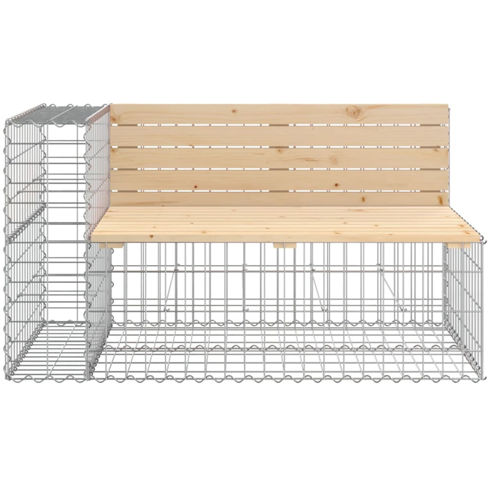 vidaXL 6 Seater Natural Solid Wood Pine Gabion Garden Bench Image 3