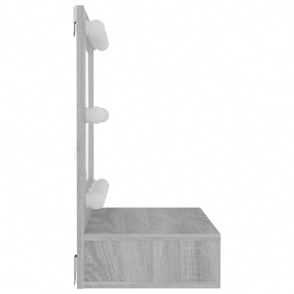 vidaXL 3 Shelf LED Sonoma Grey Mirror Cabinet Image 5