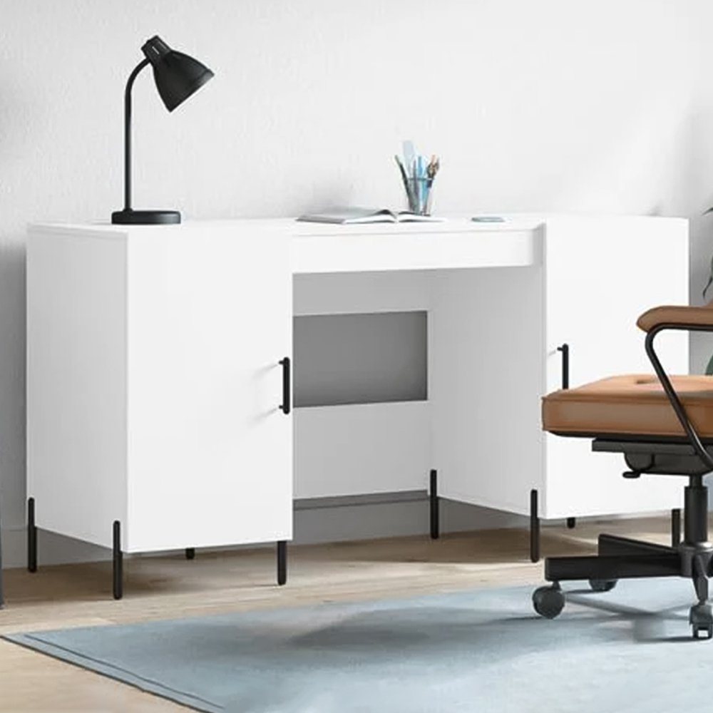 vidaXL 2 Door Modern Desk White Image 1