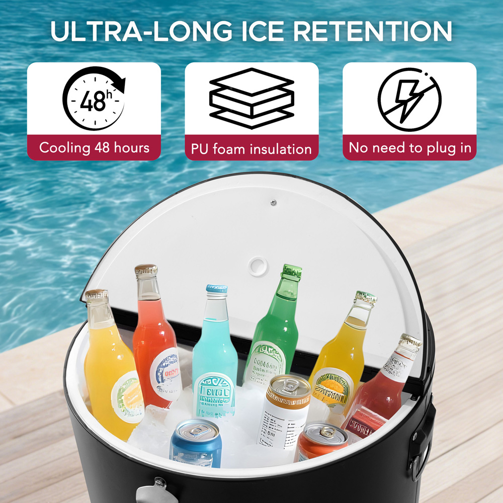 Sunjoy 60 Quart Rolling Ice Cooler Cart Image 3