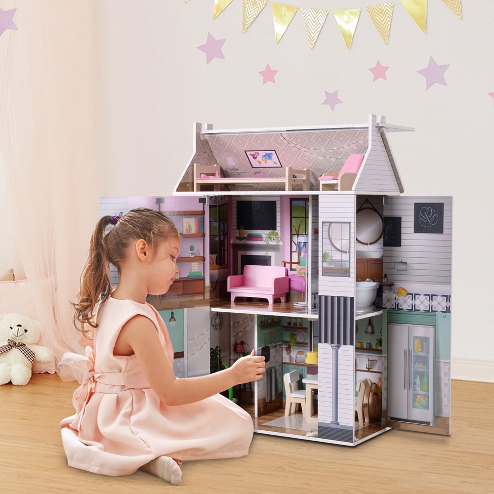 Teamson Kids Dreamland Multicolour 3 Side Open Farmhouse Doll House Image 2