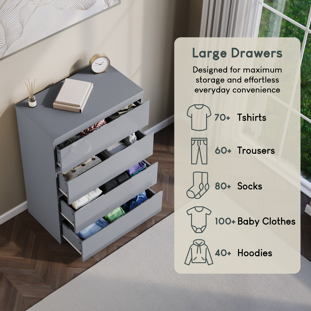 VIDA DESIGNS Glinton 4 Drawer Grey Chest of Drawers Image 7