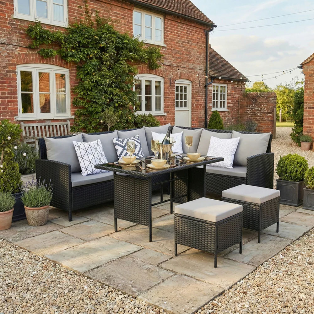 Home Garden Direct Thalia 8 Seater Black Rattan Corner Sofa Set Image 7