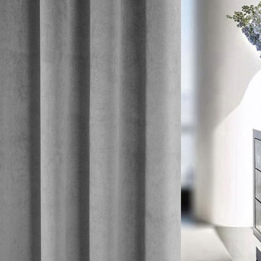 Enhanced Living Oxford Grey Thermal Blackout Pencil Pleat Velvet Curtains 229 x 183cm Image 2