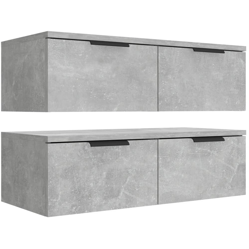 vidaXL 2 Drawer Concrete Grey Wall Cabinet Set of 2 Image 5