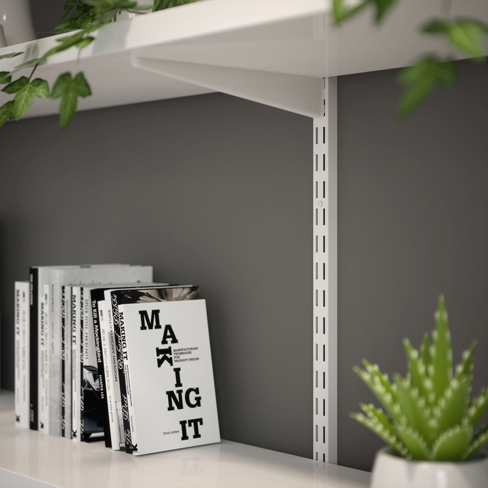 Rothley White Twin Slot Shelving Kit 10.5 inch Brackets and 48 inch Uprights Image 2