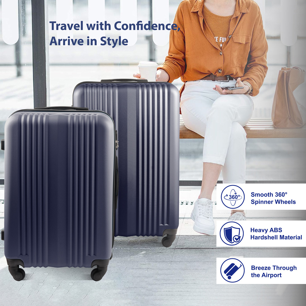Groundlevel Delta Hard Shell Set of 3 Blue XL Luggage Suitcase Image 5