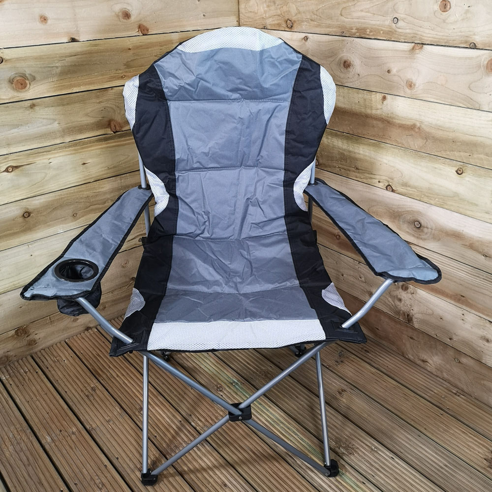 Samuel Alexander Grey Luxury Padded Folding Camping Chair Image 2